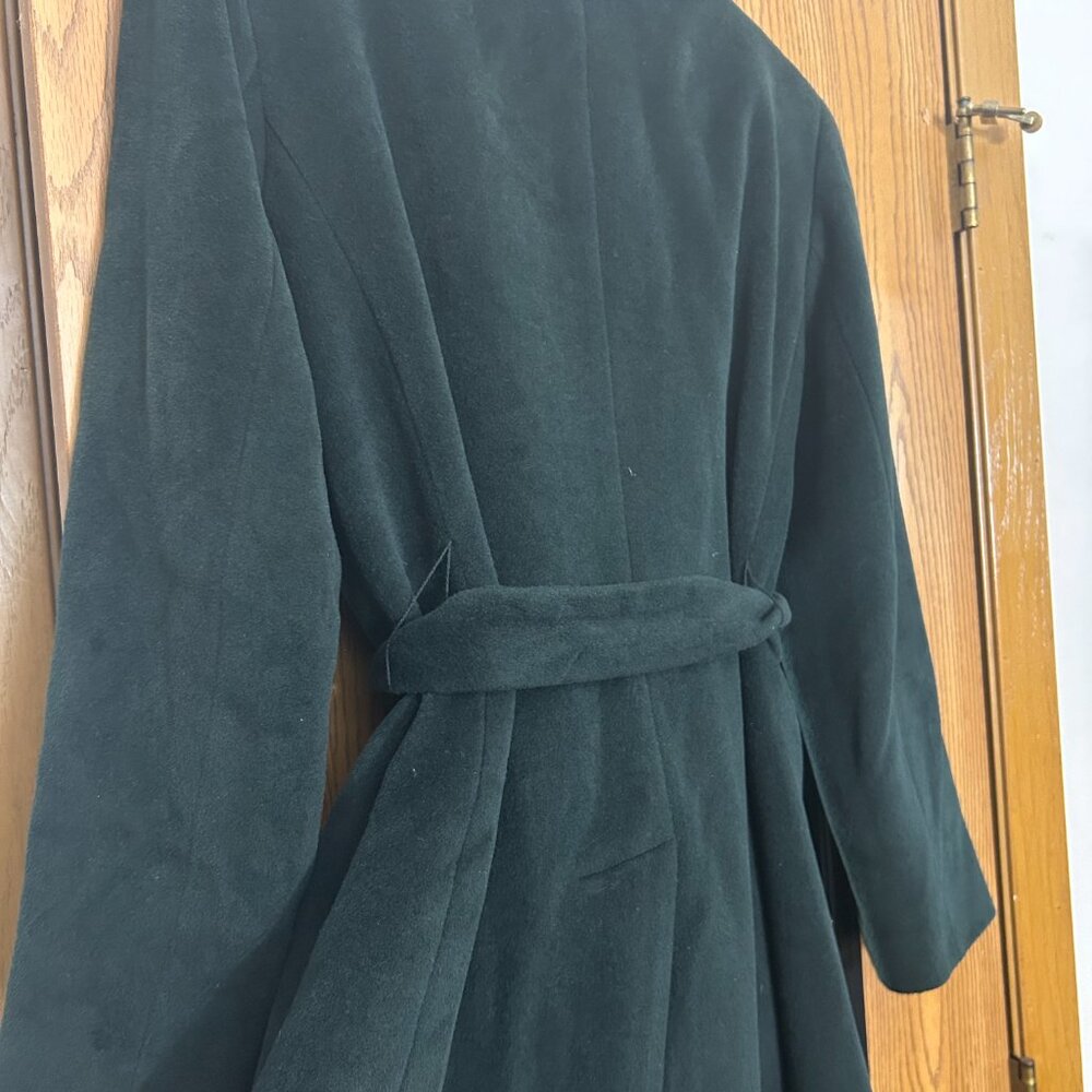 Calvin Klein Emerald Green Wool Angora Belted Dress Coat Women’s Size 12 - Picture 8 of 9
